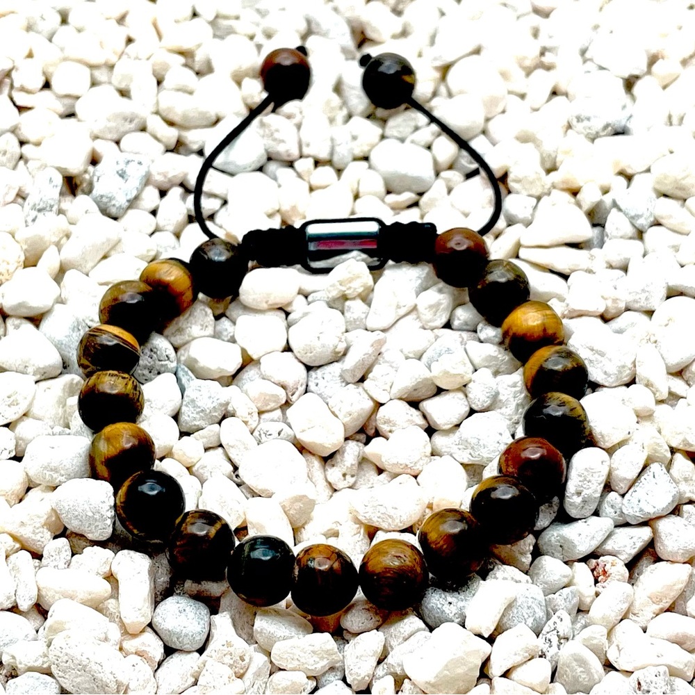 Tiger Eye Beaded Bracelet adjustable size 100% natural with gift box